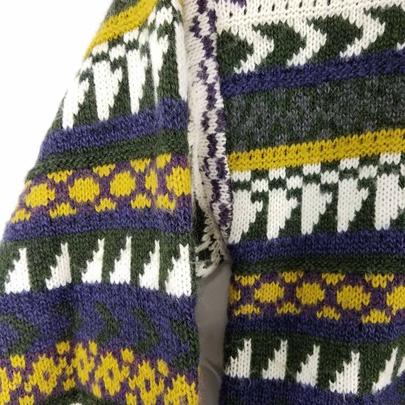 Vtg Mohair Wool Blend Heavy Multicolor Geometric Chunky Hip Hop Sweater Mens XL - Picture 3 of 6